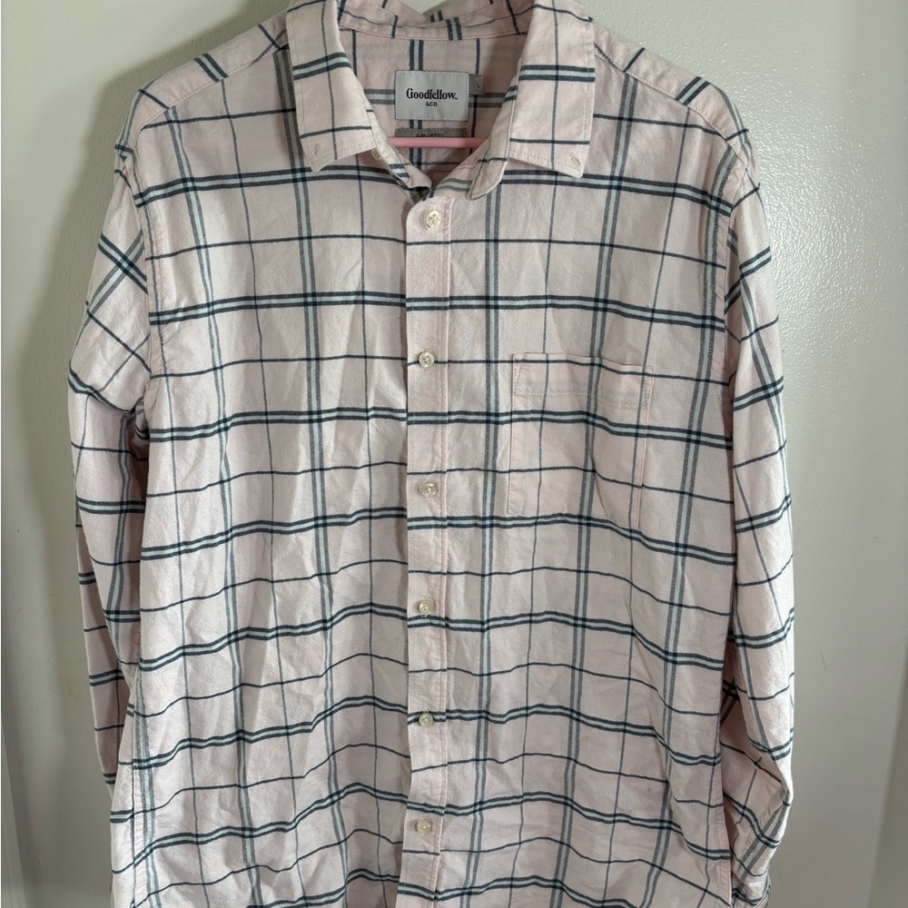 Goodfellow & Co Casual Button Down Shirt White and Green